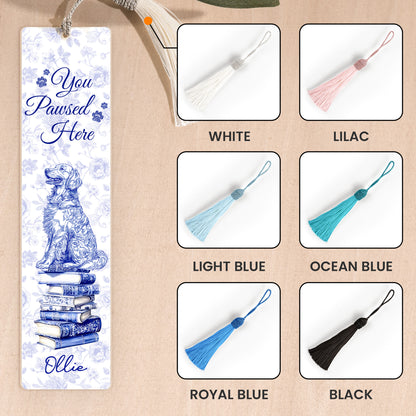 Dog Mom Book Lover Toile De Jouy - Personalized Acrylic Bookmark And Keychain Set