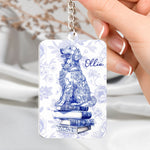 Dog Mom Book Lover Toile De Jouy - Personalized Acrylic Bookmark And Keychain Set