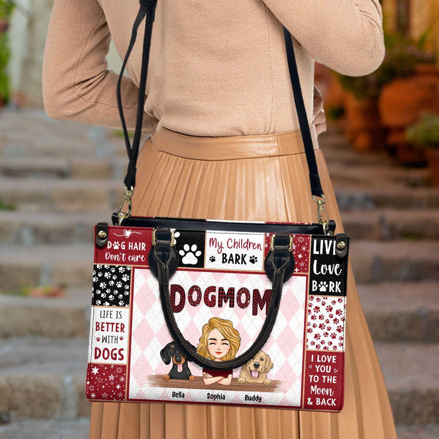 Dog Mom Cat Mom New Version - Personalized Leather Bag