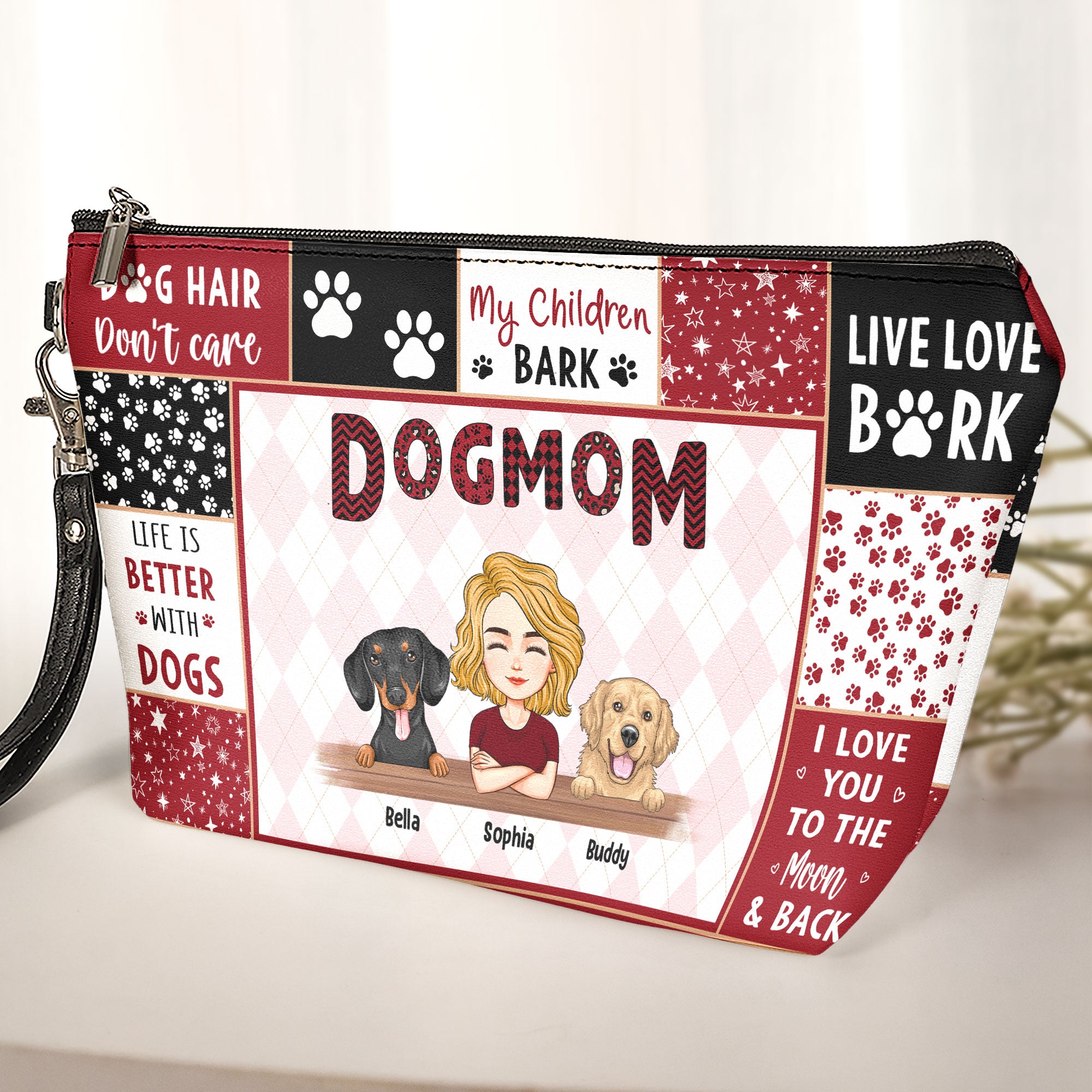 Dog Mom Cat Mom - Vintage Version - Personalized Cosmetic Bag
