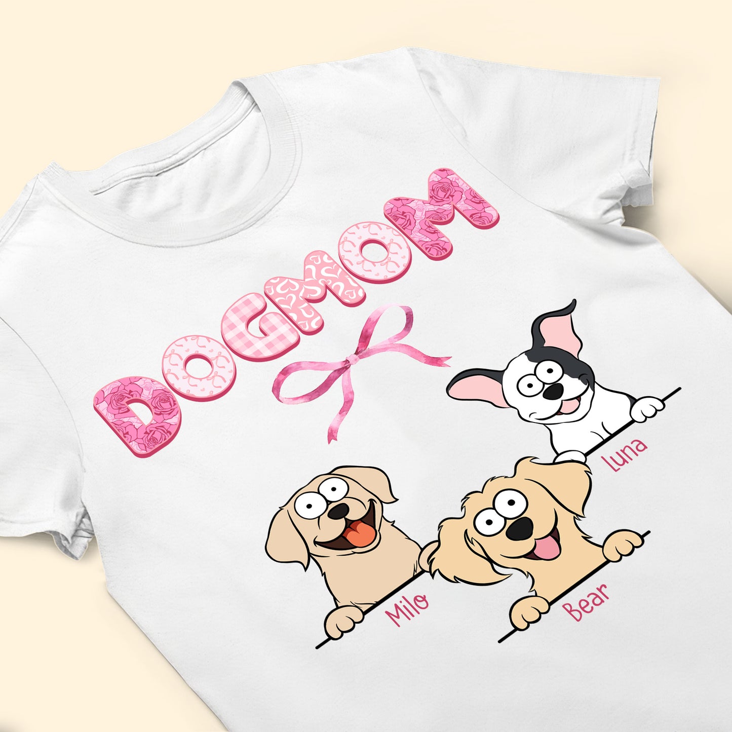 Dog Mom Coquette Pink Bow Ribbon Trendy Style - Personalized Shirt
