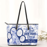 Dog Mom Gift Floral Toile De Jouy Chinoiserie - Personalized Leather Tote Bag