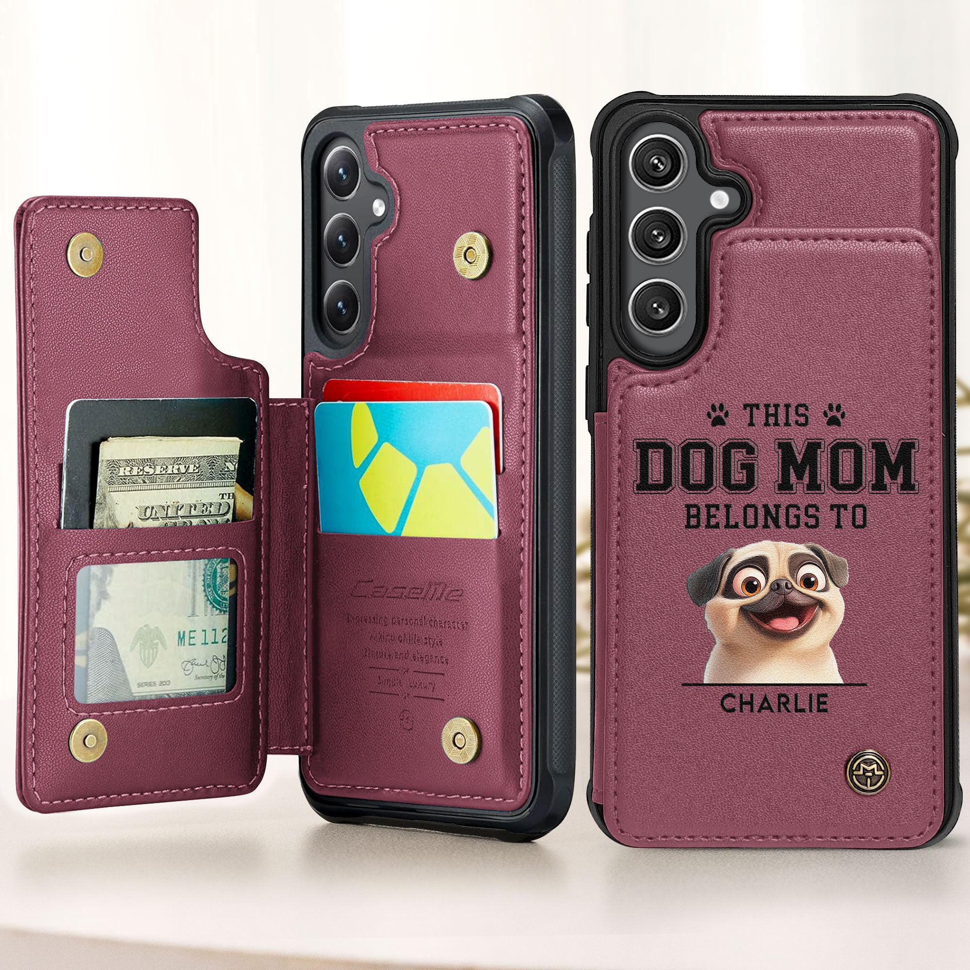 Dog Mom - Personalized Leather Flip Wallet Phone Case