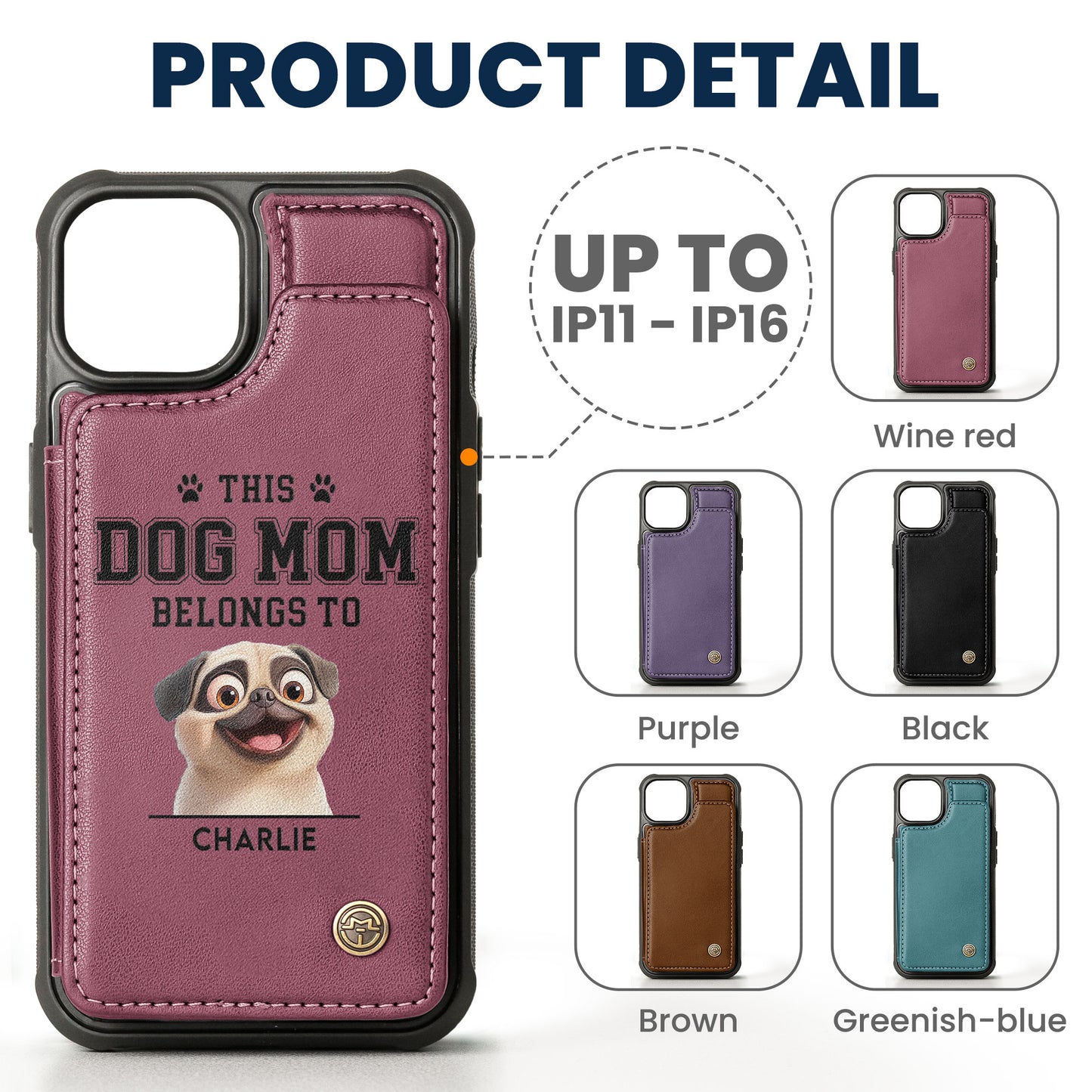 Dog Mom - Personalized Leather Flip Wallet Phone Case