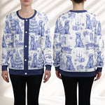 Dog Mom Toile De Jouy Christmas Themed - Personalized Crewneck Cardigan