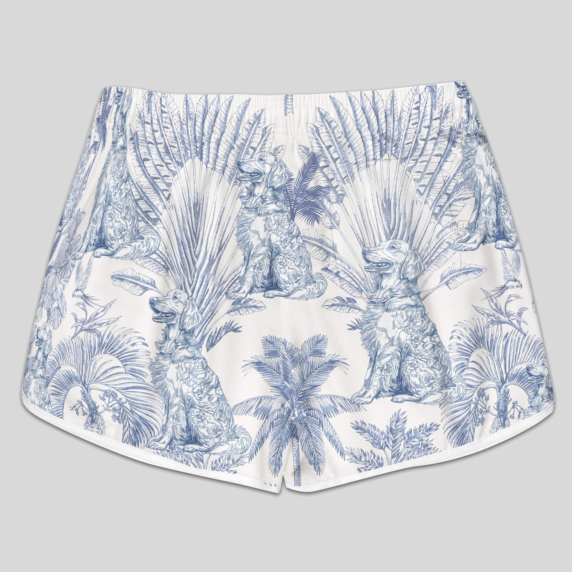 Dog Mom Toile De Jouy Summer Beach French Style - Personalized Women's Beach Shorts