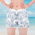 Dog Mom Toile De Jouy Summer Beach French Style - Personalized Women's Beach Shorts