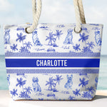 Dog Mom Toile De Jouy Summer French Style - Personalized Beach Bag