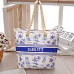 Dog Mom Toile De Jouy Summer French Style - Personalized Beach Bag