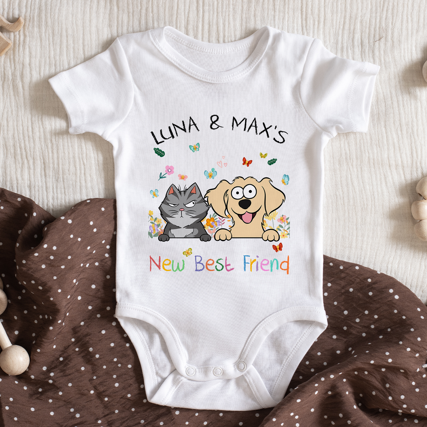 Dog Pets New Best Friend Baby New Born Gifts - Personalized Baby Onesie