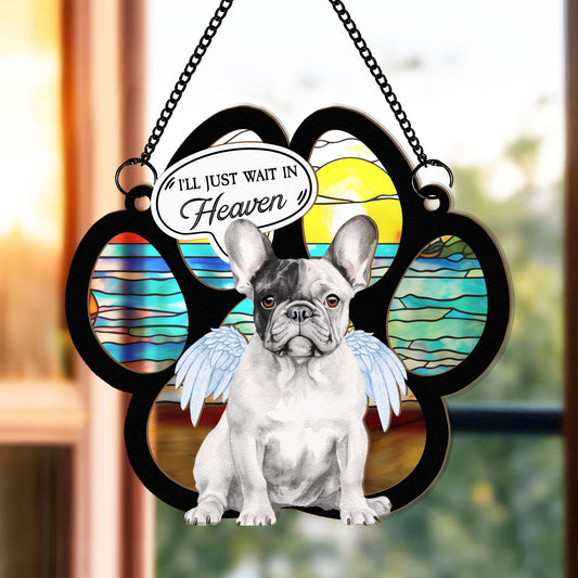 Dog Sitting On Heaven - Personalized Window Hanging Suncatcher Ornament