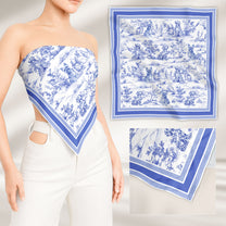 Dog Toile De Jouy Floral French Style Dog Mom Gift - Personalized Satin Scarf