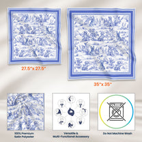 Dog Toile De Jouy Floral French Style Dog Mom Gift - Personalized Satin Scarf