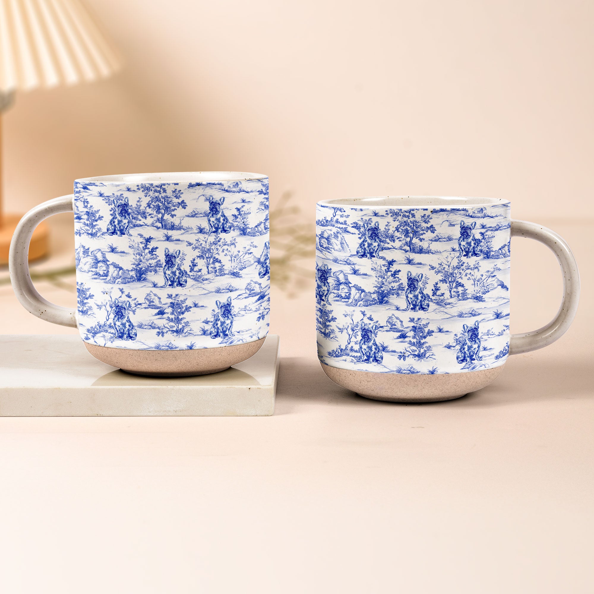 Dog Toile De Jouy French Style Custom Breeds - Personalized Pottery Mug