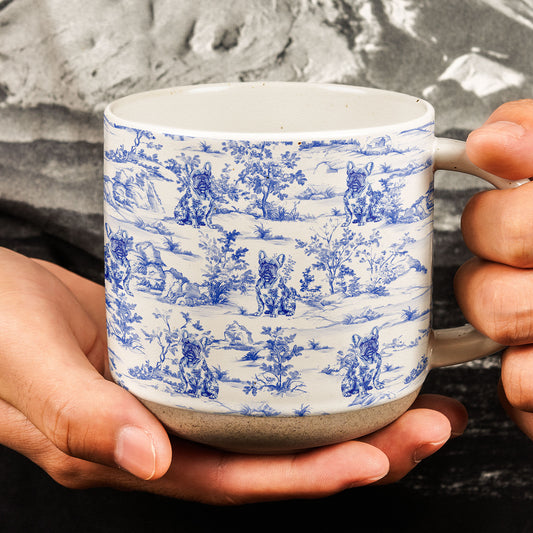 Dog Toile De Jouy French Style Custom Breeds - Personalized Pottery Mug