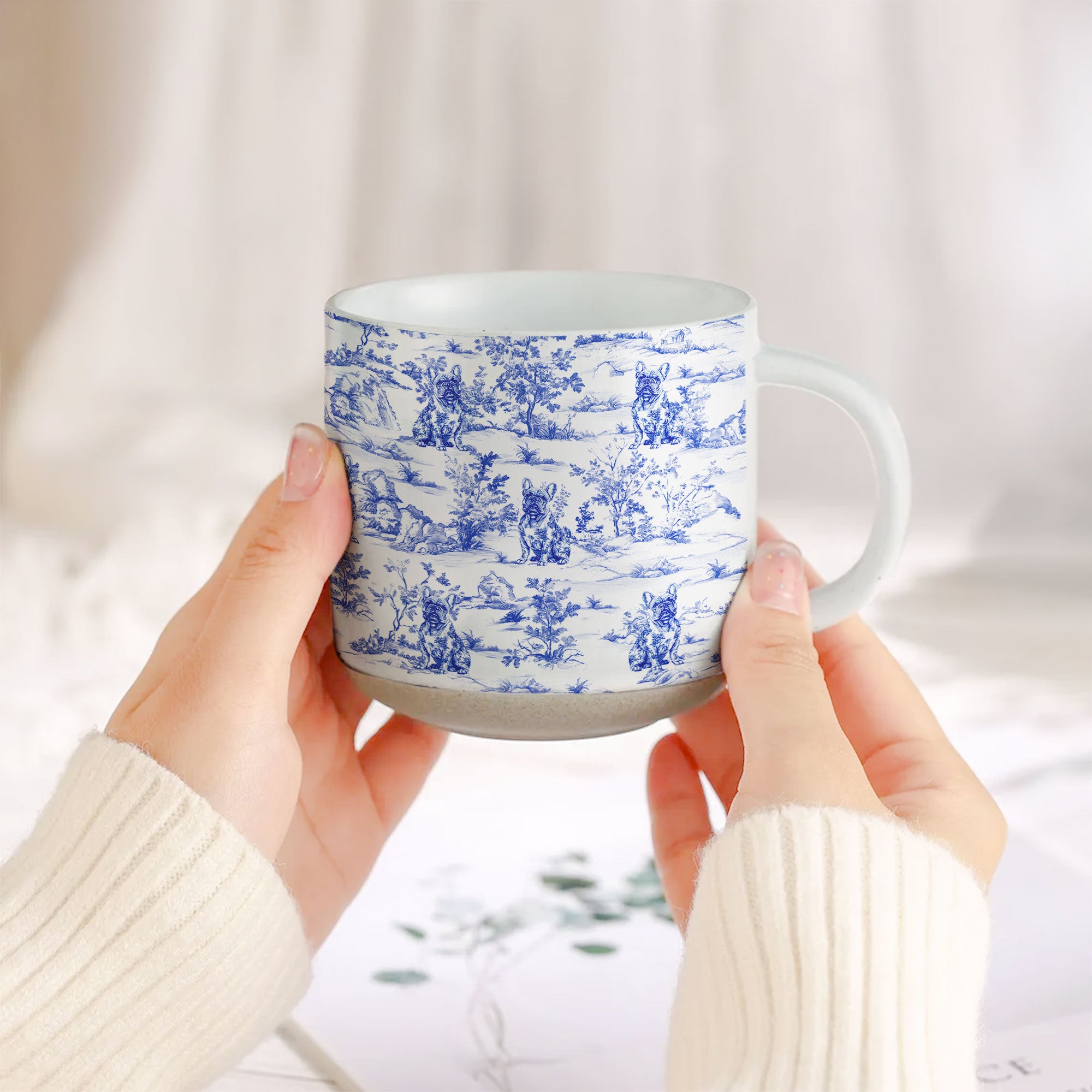 Dog Toile De Jouy French Style Custom Breeds - Personalized Pottery Mug
