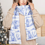 Dog Lover Custom Gift - Toile De Jouy Style - Personalized Fleece Scarf