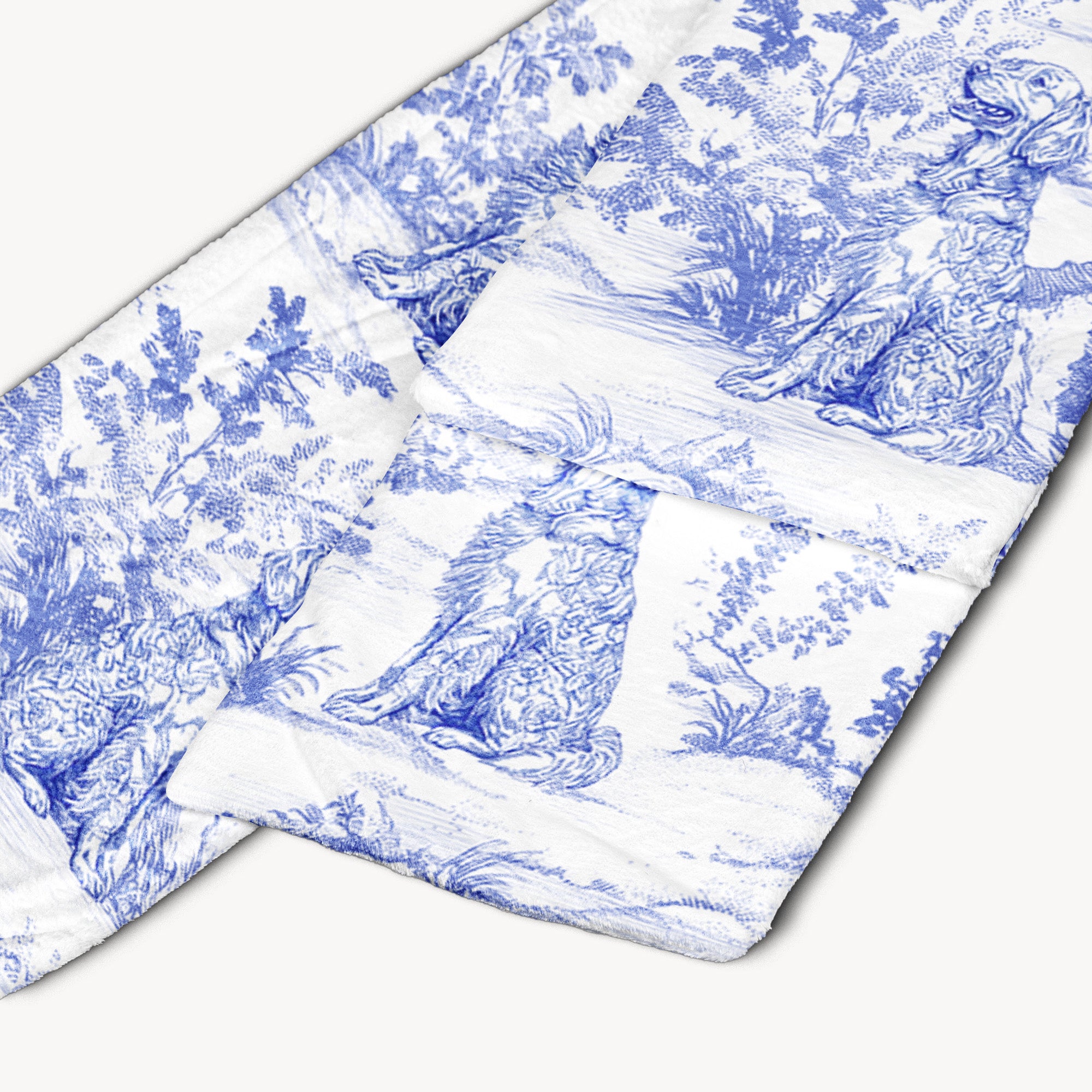 Dog Lover Custom Gift - Toile De Jouy Style - Personalized Fleece Scarf