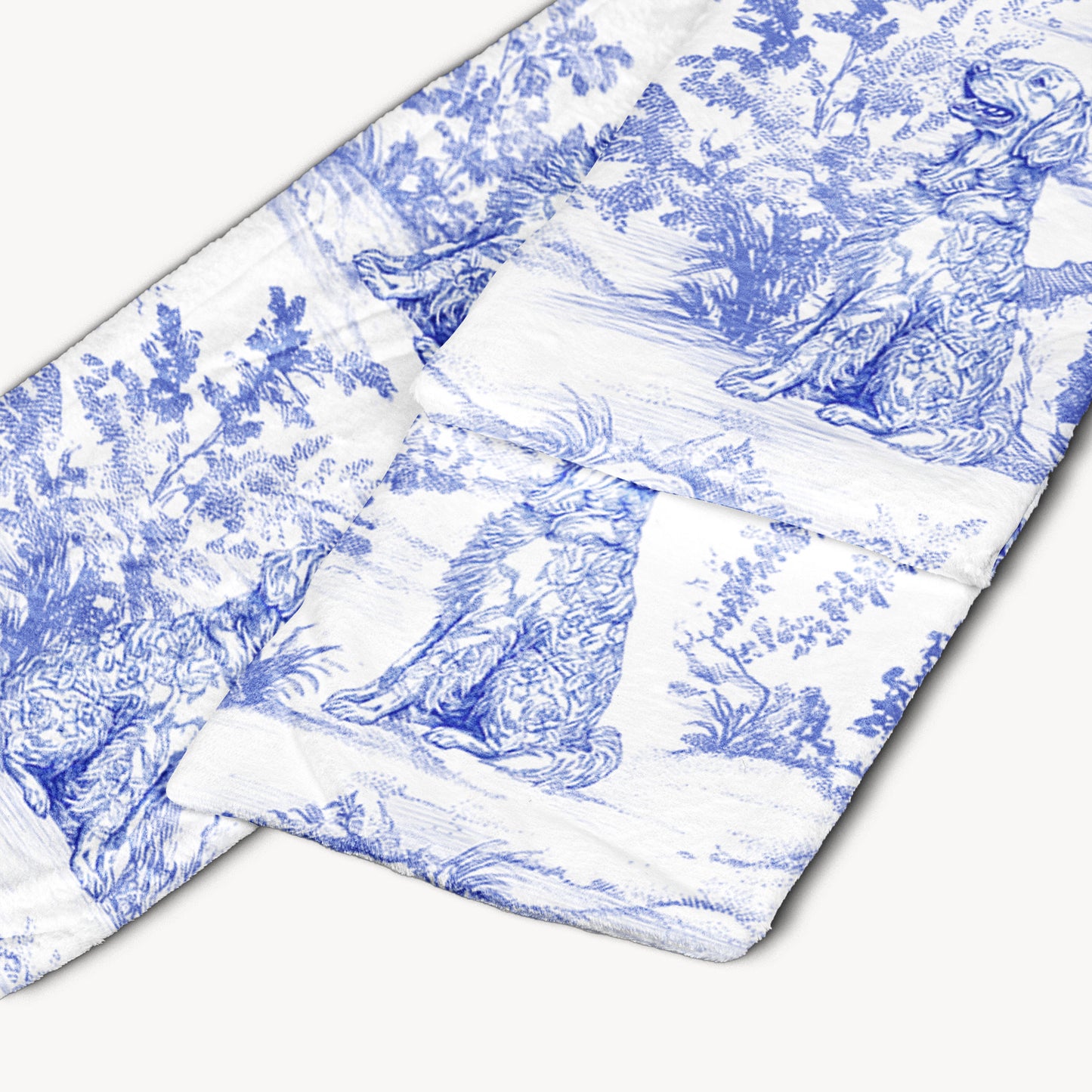 Dog Lover Custom Gift - Toile De Jouy Style - Personalized Fleece Scarf