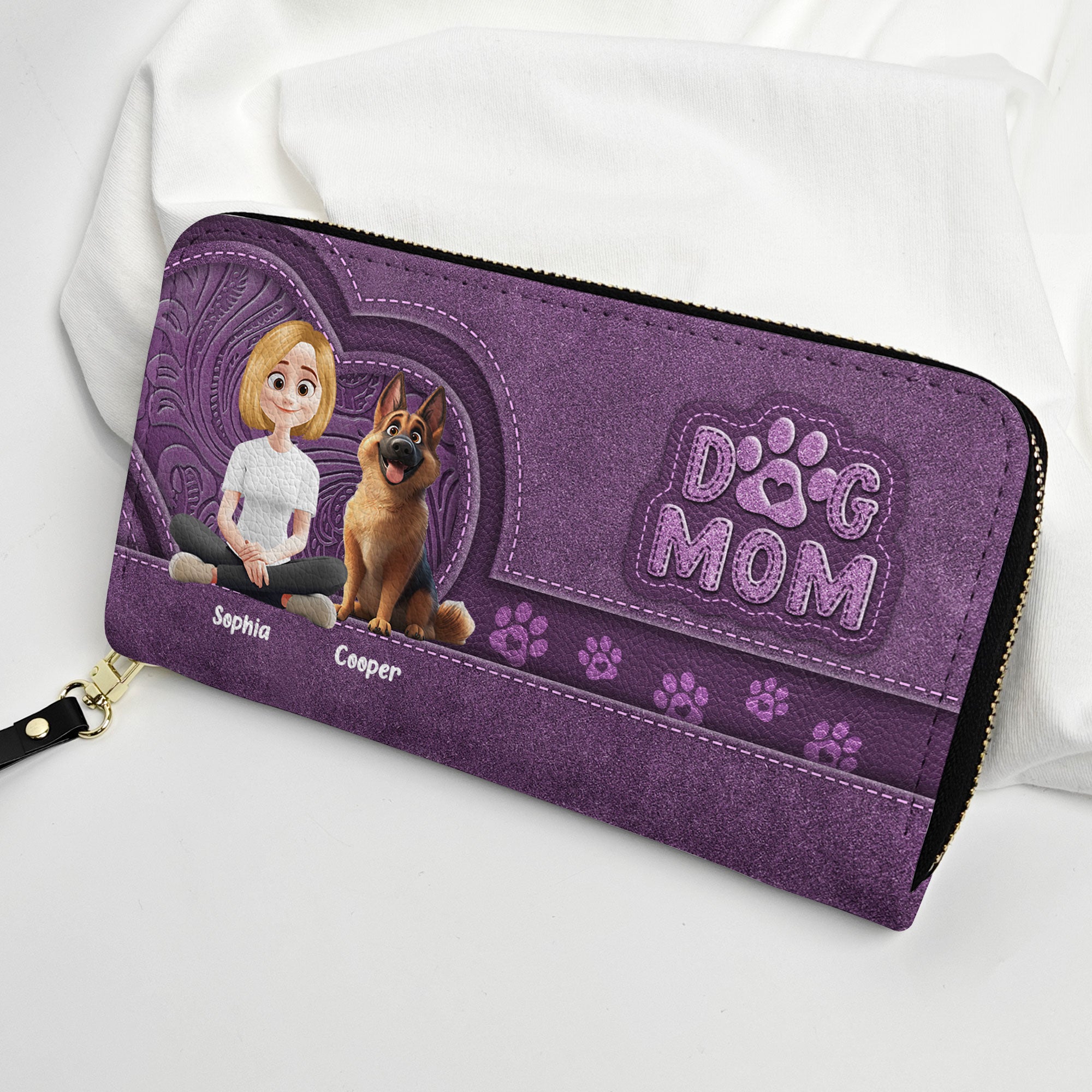Dog Mom - Personalized Leather Long Wallet