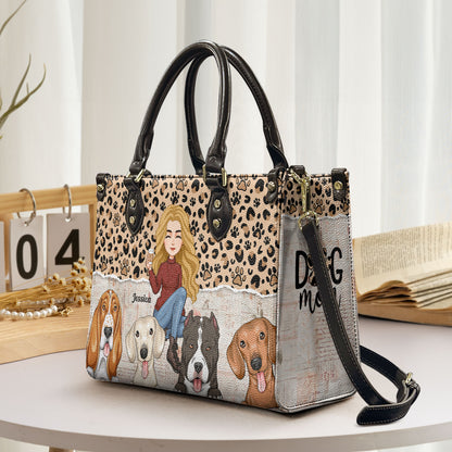 Dog Mom Leopard - Personalized Leather Bag