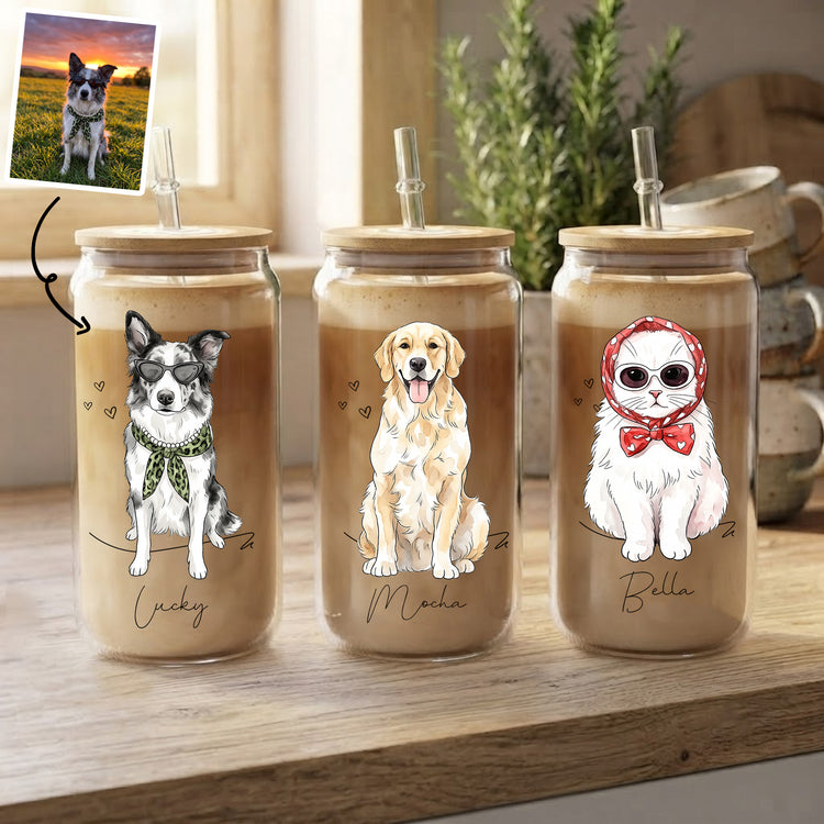 Dog-Cat-Portrait-Watercolor-Art-Personalized-Glass-Cup-1