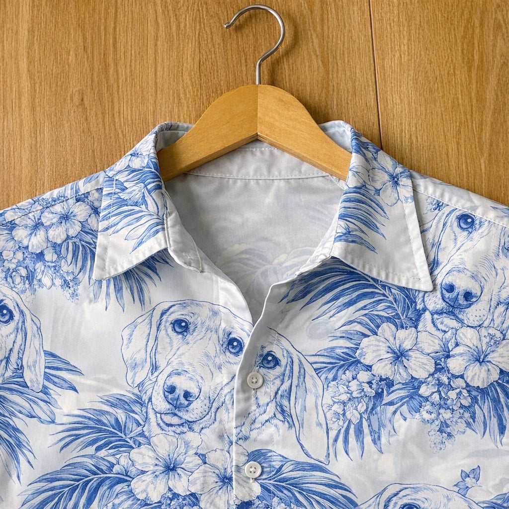 Dog-Lovers-Toile-De-Jouy-Style-Custom-Photo-Personalized-Hawaiian-Shirt-3