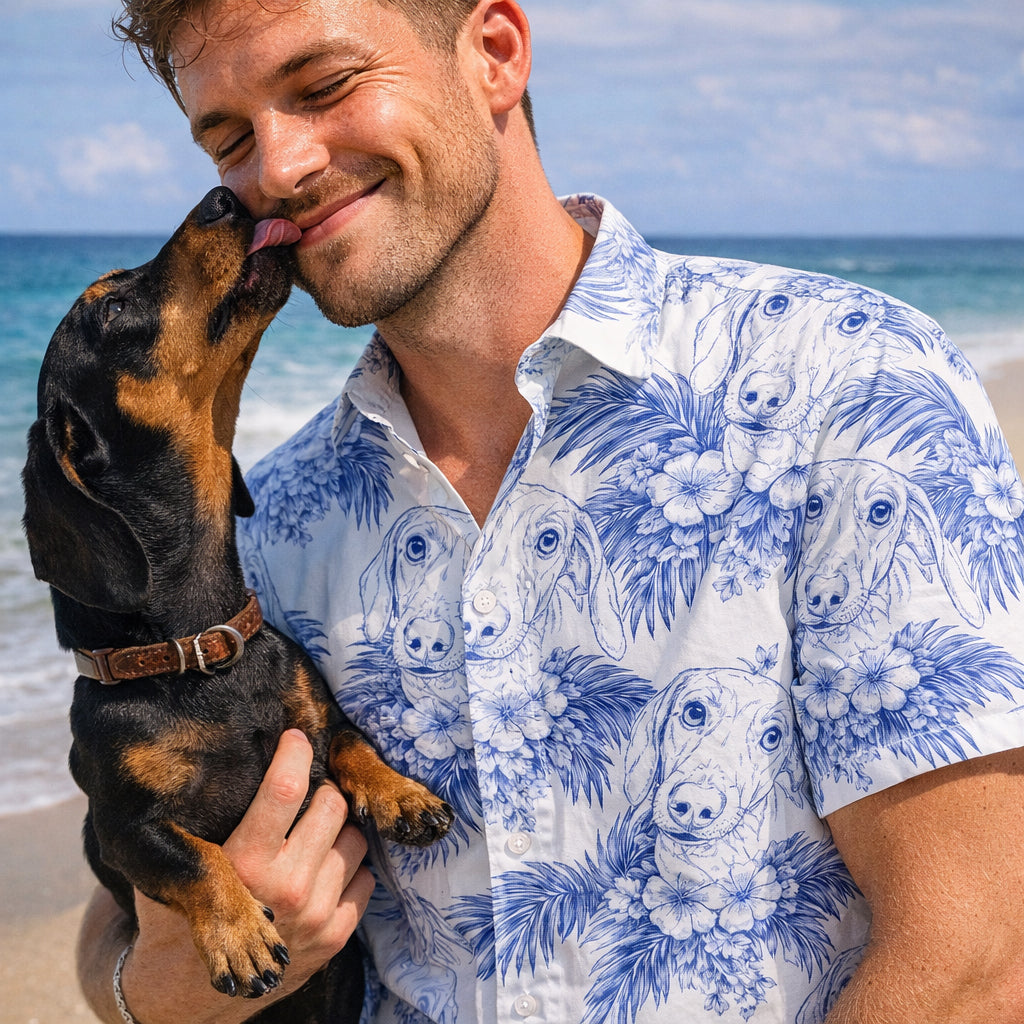 Dog-Lovers-Toile-De-Jouy-Style-Custom-Photo-Personalized-Hawaiian-Shirt-4