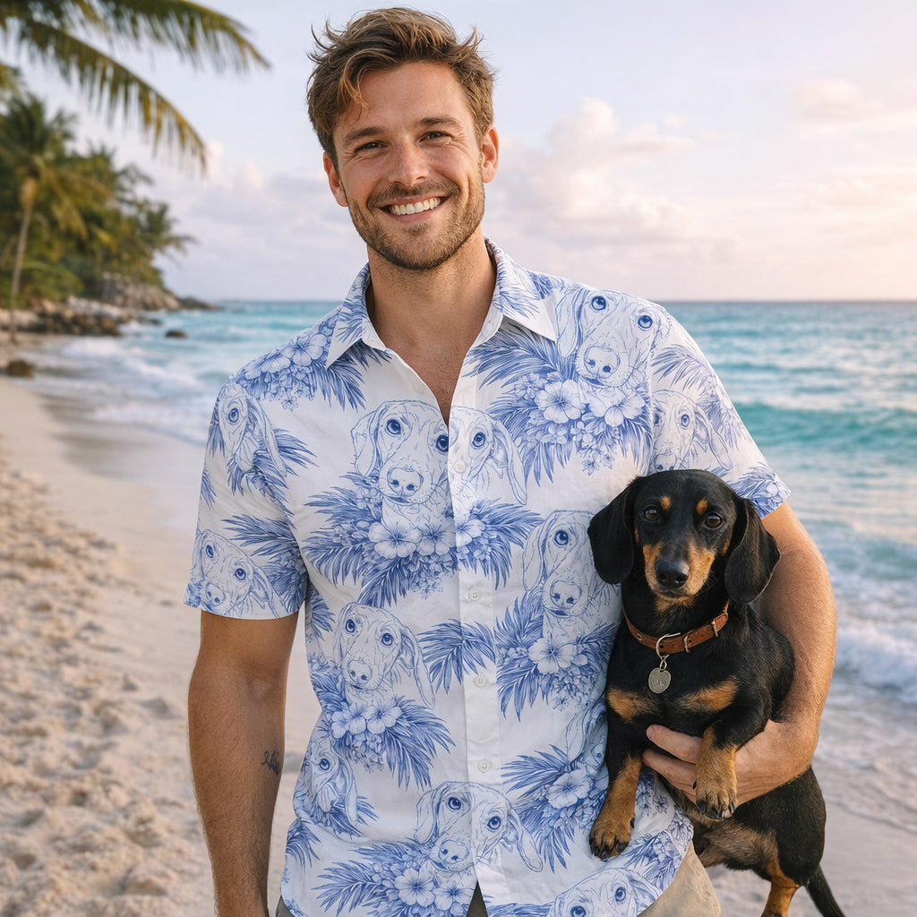 Dog-Lovers-Toile-De-Jouy-Style-Custom-Photo-Personalized-Hawaiian-Shirt-5