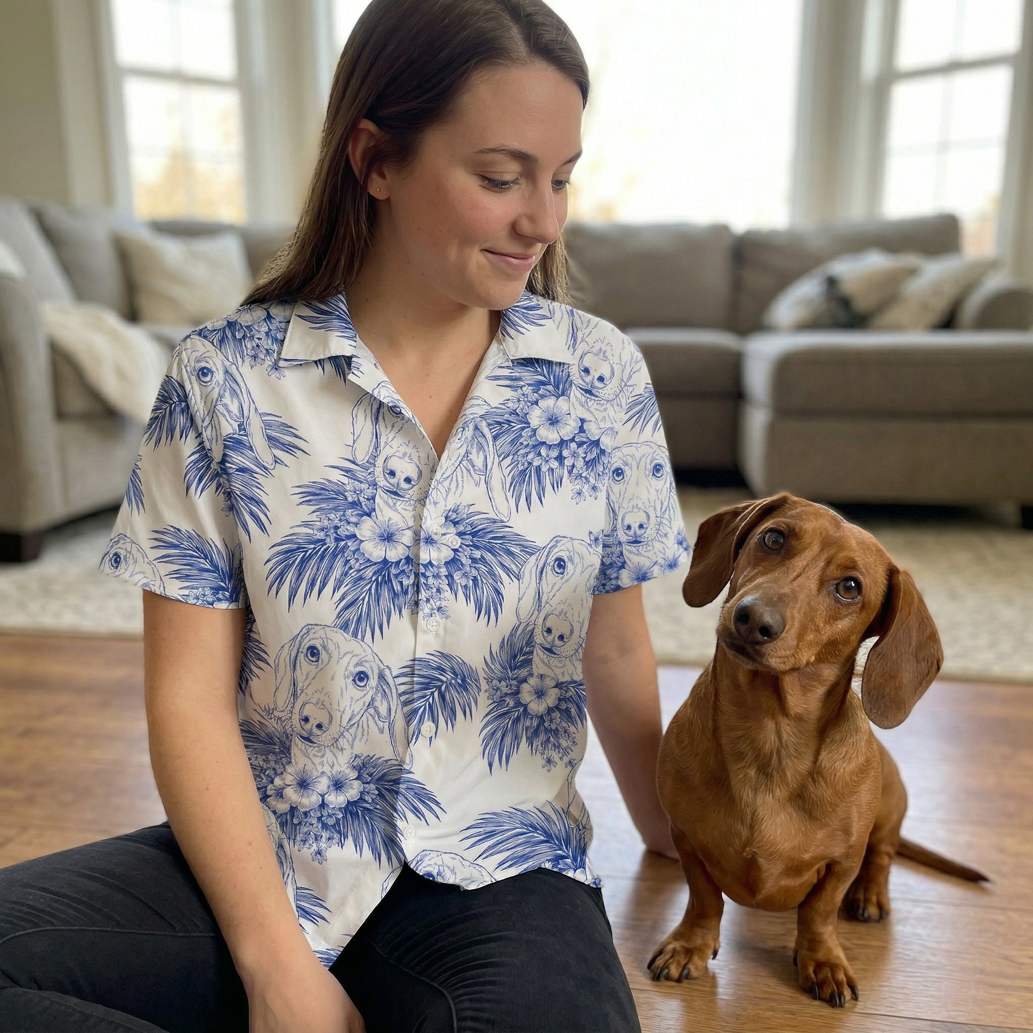 Dog-Lovers-Toile-De-Jouy-Style-Custom-Photo-Personalized-Hawaiian-Shirt-7