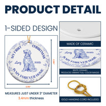 Dog's 1st Christmas, Cat's First Christmas, Toile De Jouy - Personalized Ceramic Ornament