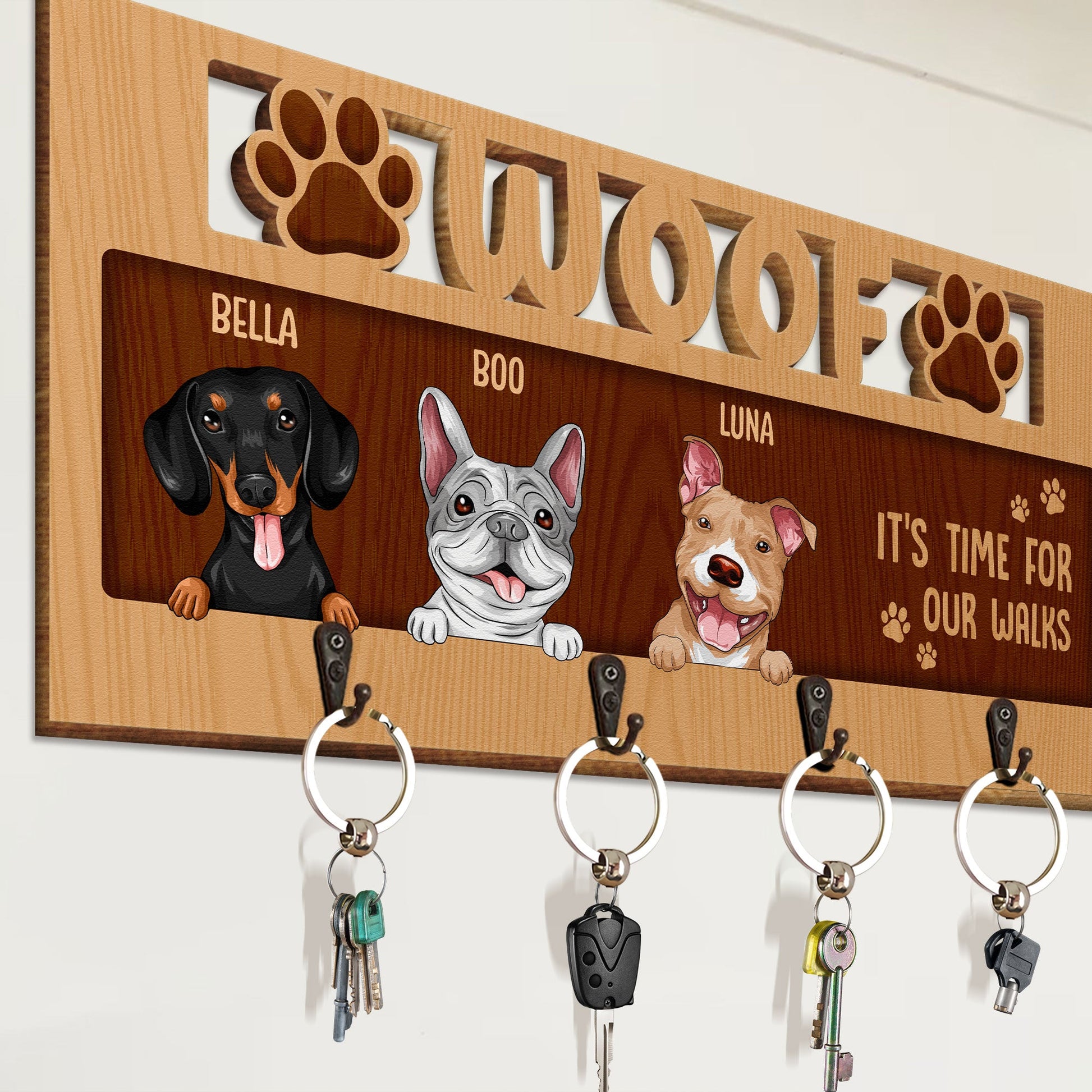 Dogs It's Time For My Walk - Personalized Custom Key Hanger