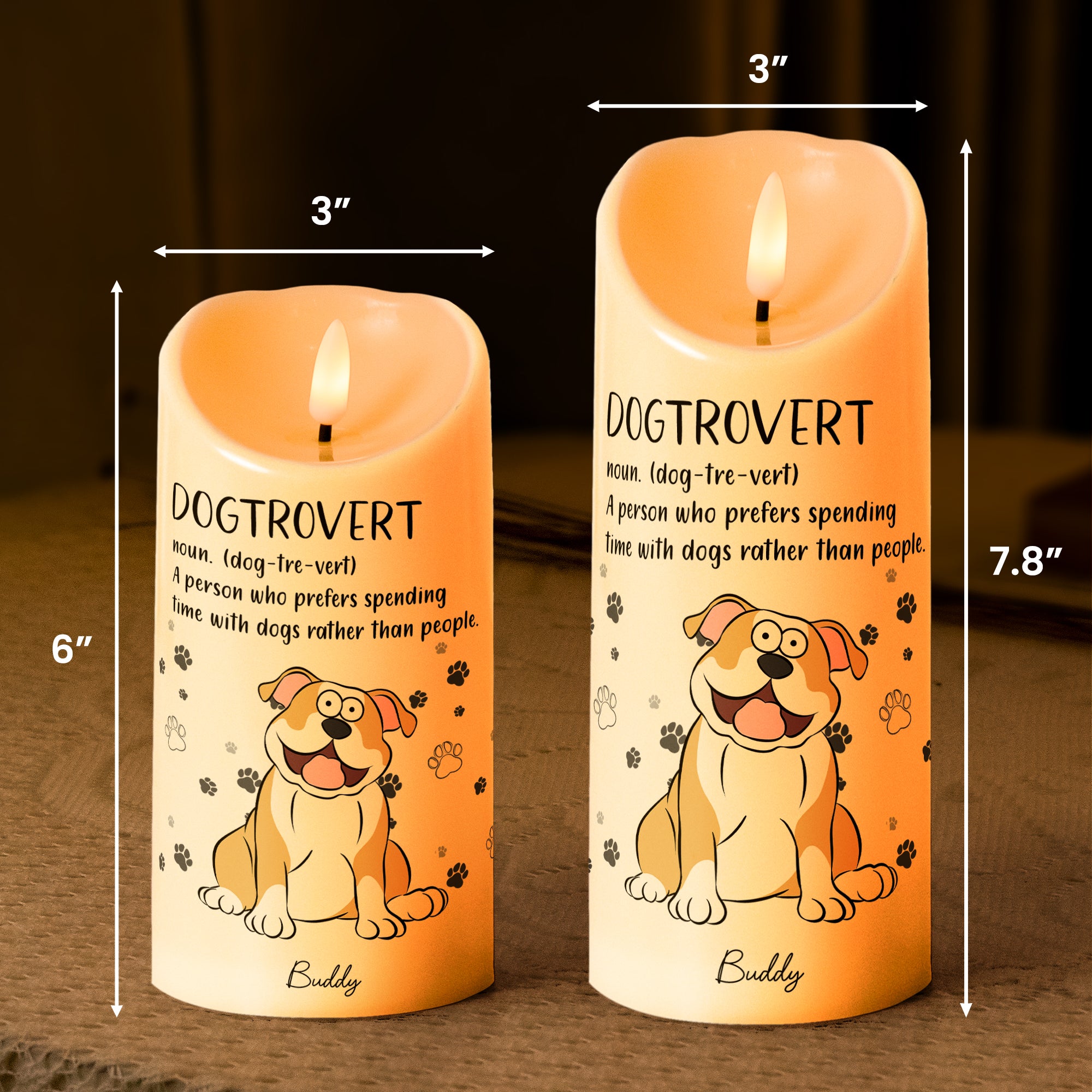 Dogtrovert Funny Definition - Personalized LED Candle