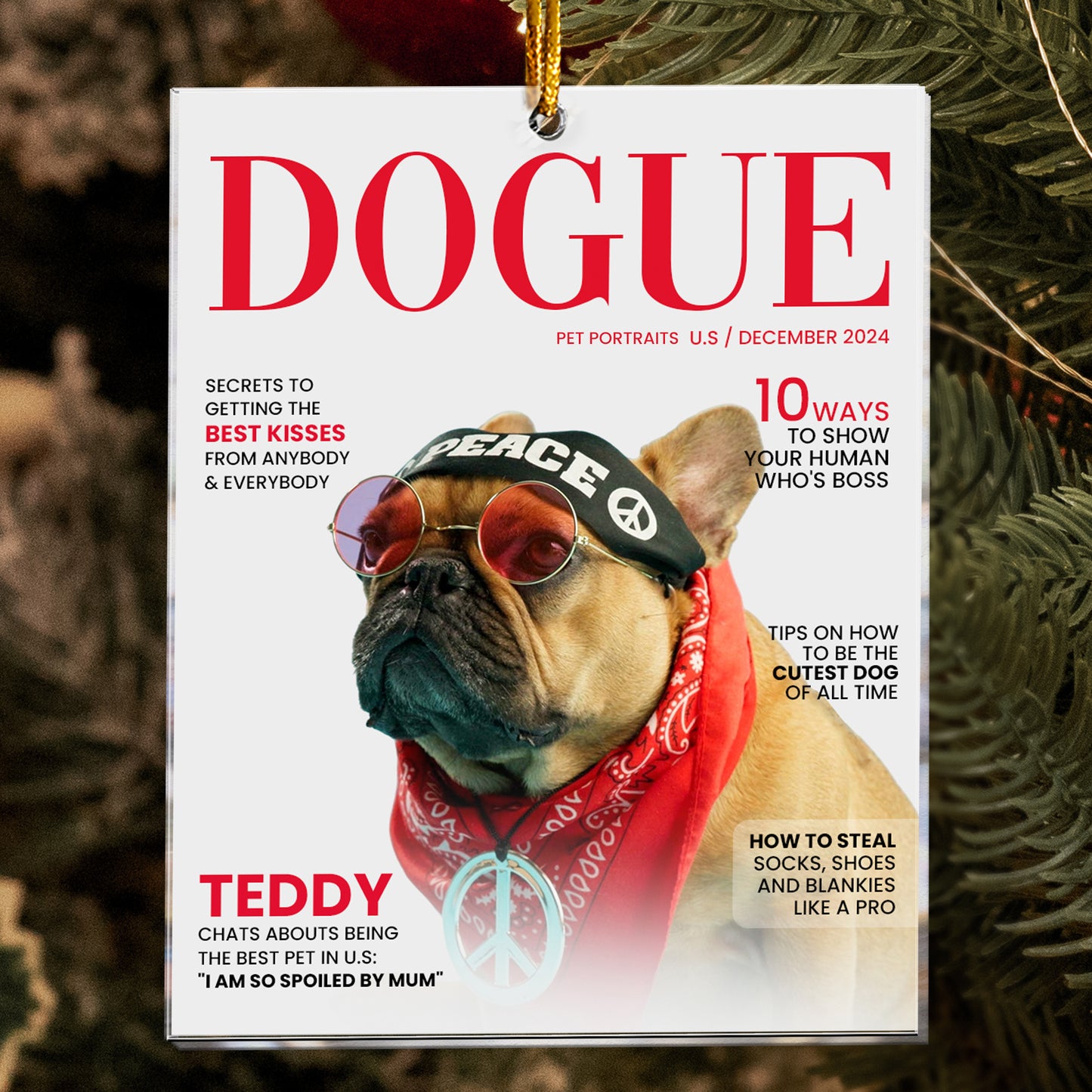 Dogue - Upload Dog Photo For Dog Lovers - Personalized Acrylic Photo Ornament