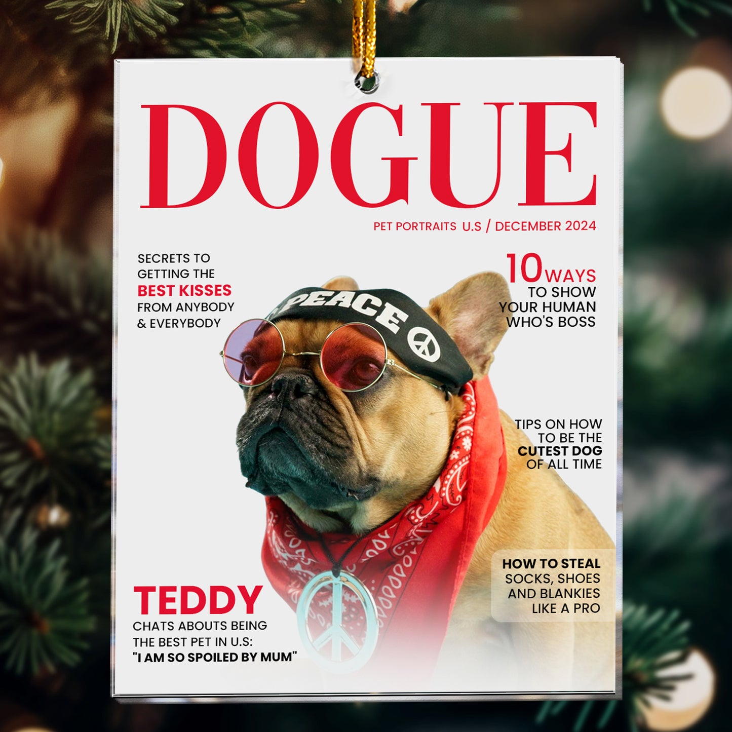 Dogue - Upload Dog Photo For Dog Lovers - Personalized Acrylic Photo Ornament