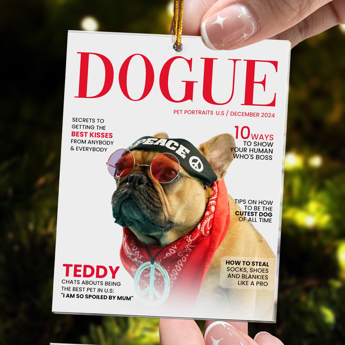 Dogue - Upload Dog Photo For Dog Lovers - Personalized Acrylic Photo Ornament