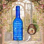 Don't Think We're Apart Memorial Gift - Personalized Photo Wine Bottle Wind Chime