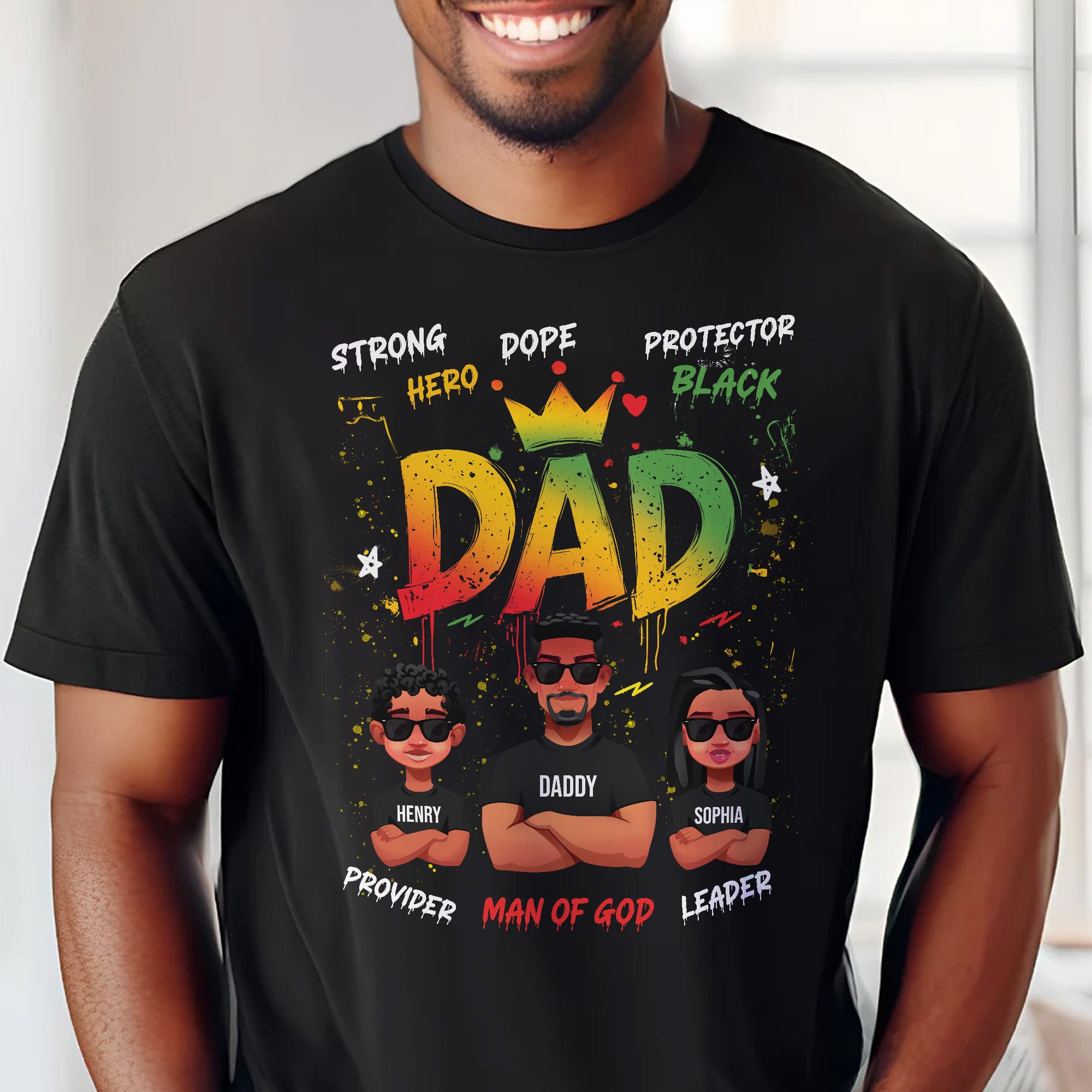 Dope Black Dad Hero - Cute Kids New Version - Personalized Shirt