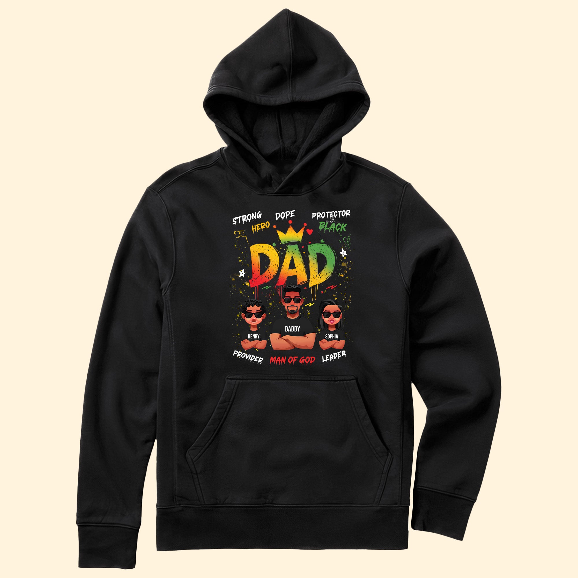 Dope Black Dad Hero - Cute Kids New Version - Personalized Shirt