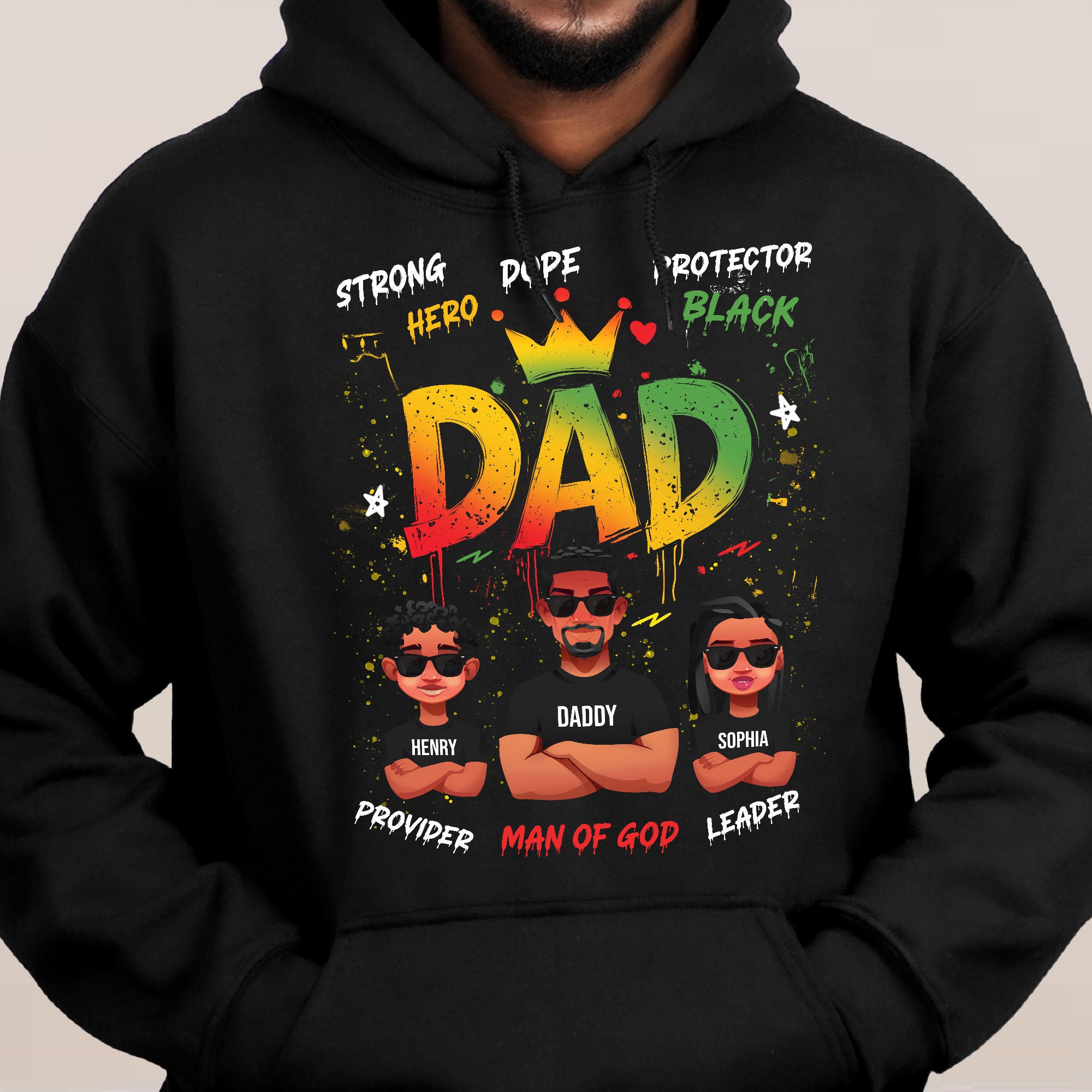 Dope Black Dad Hero - Cute Kids New Version - Personalized Shirt