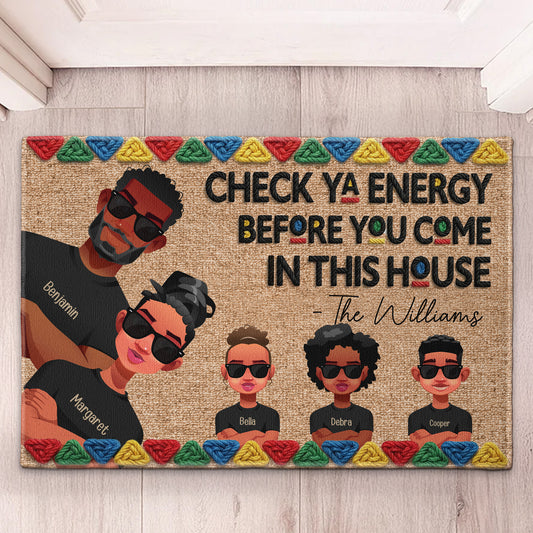 Dope Black Family 3D Version Faux Pattern - Personalized Doormat