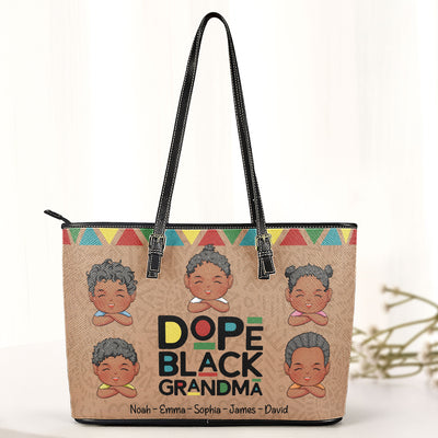 Dope Black Grandma- Personalized Leather Tote Bag