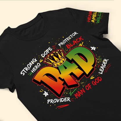 Dope-Black-Dad,-Black-Father-Custom-Kid-Name-Father'S-Day-Gift-Personalized-Shirt-5