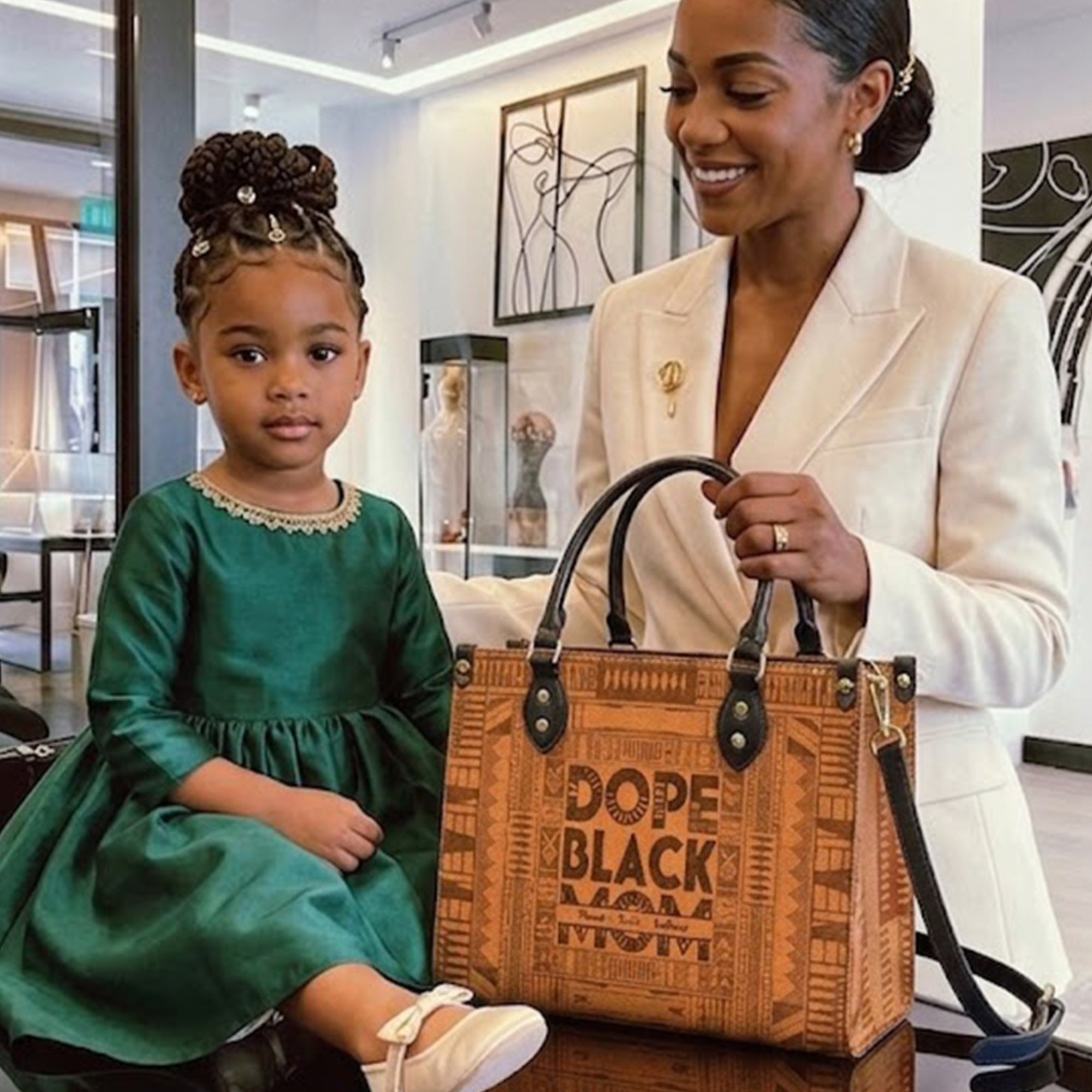Dope Black Mom, Dope Mom - Custom With Kids' Names - Personalized Leather Bag