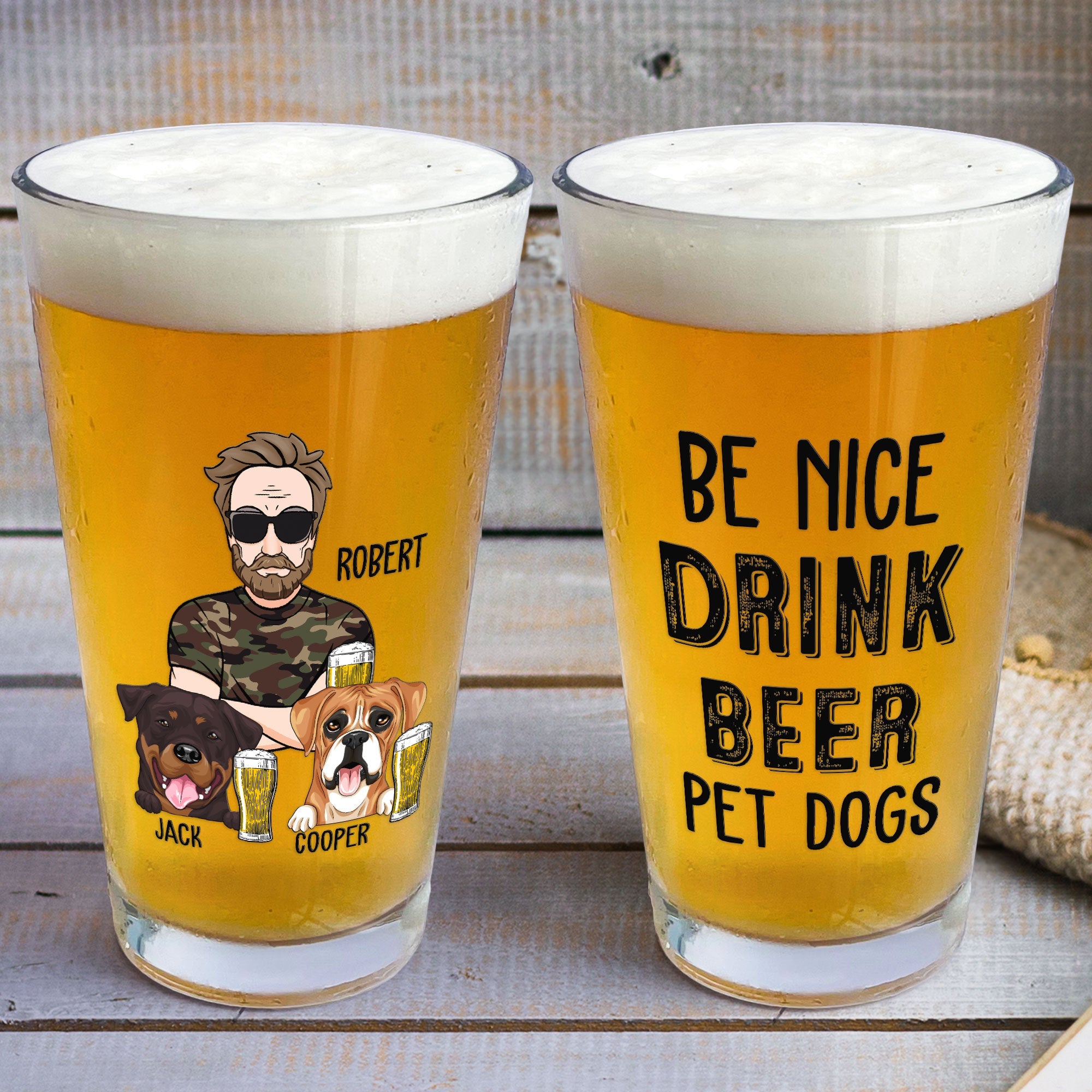 Drink Beer Pet Dogs - Personalized Beer Glass