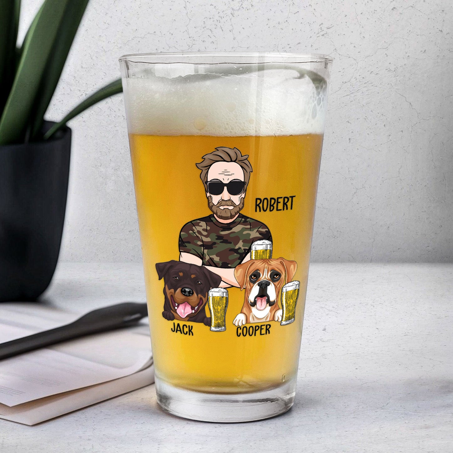 Drink Beer Pet Dogs - Personalized Beer Glass