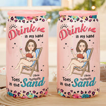 Drink In My Hand Toes In The Sand - Personalized Shimmer Glass Can