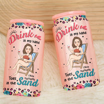 Drink In My Hand Toes In The Sand - Personalized Shimmer Glass Can