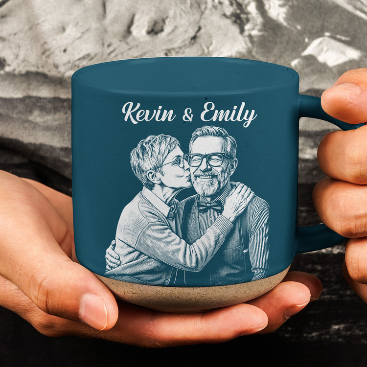 Drink Coffee Together Since Custom Photo Sketch Line Art - Personalized Mug