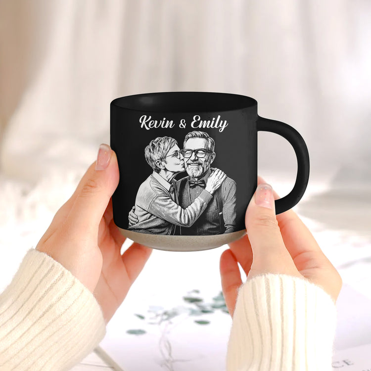 Drink Coffee Together Since Custom Photo Sketch Line Art - Personalized Mug